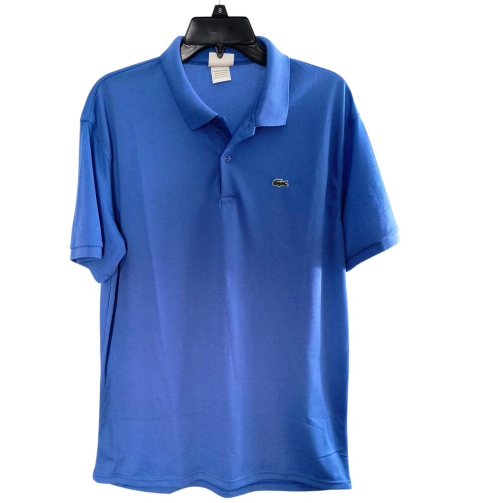 Lacoste Polo Shirt Men's Sz 8 Blue Short Sleeve Collared 1/4 Button front Cotton
